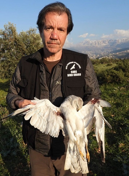 Komitee-Mitarbeiter mit abgeschossener Steppenweihe